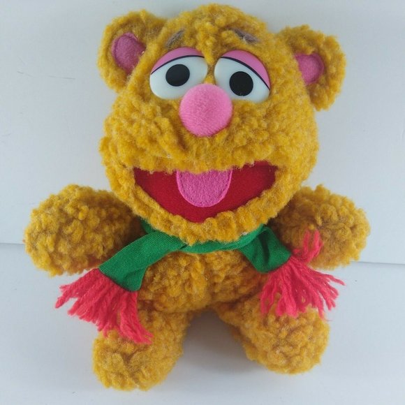 Vintage Baby Fozzie Bear Plush Muppets Jim Henson 1987 Scarf 9" - Picture 1 of 4
